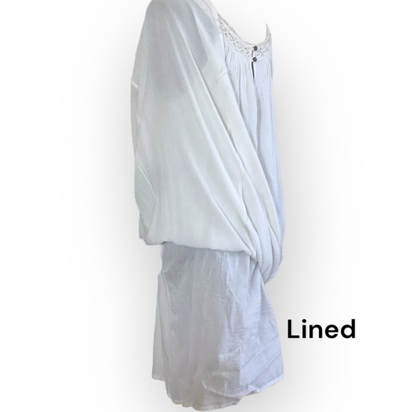 Lucky Brand Boho Chic Embroidered Crochet Detail Lined Sundress White Bl… - Picture 3 of 9